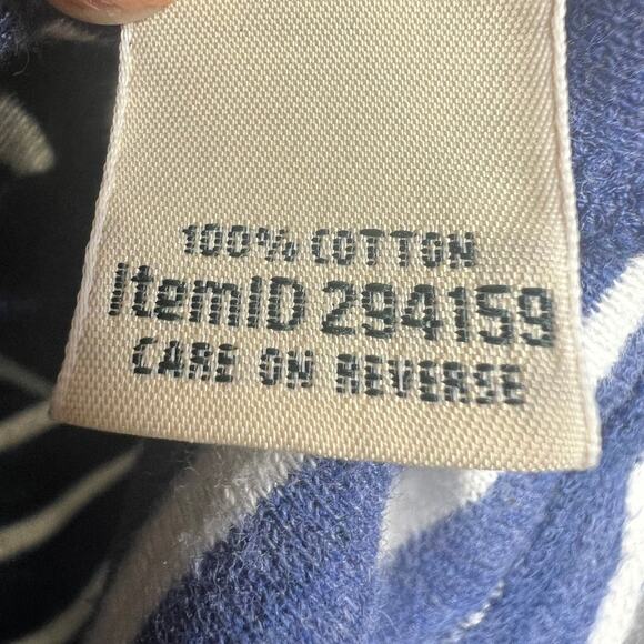 L.L. BEAN Striped Pullover Sweater Crew Neck Roll Tab Sleeve Blue White Size L - Picture 5 of 7